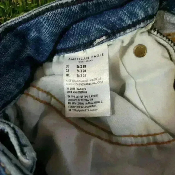 American Eagle Airflex+ Slim Jeans Move Free Athletic Fit 26 X 28 Distressed - Picture 6 of 10